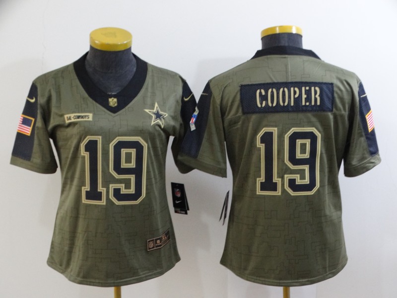 2021 Women Dallas Cowboys #19 Cooper Nike Olive Salute To Service Limited NFL jersey->nfl hats->Sports Caps